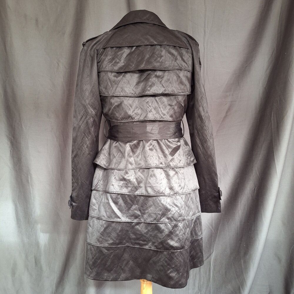 Small VTG Y2K Whimsigoth Gothic Steampunk Black Trench Metallic Cotton - INC